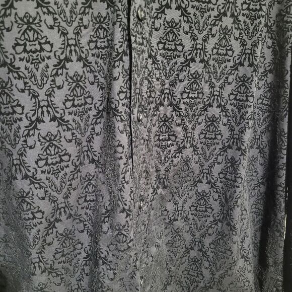 Beverly Hills Polo Club Mens Black Velvet Design Long Sleeve Button Up Shirt - Picture 3 of 6